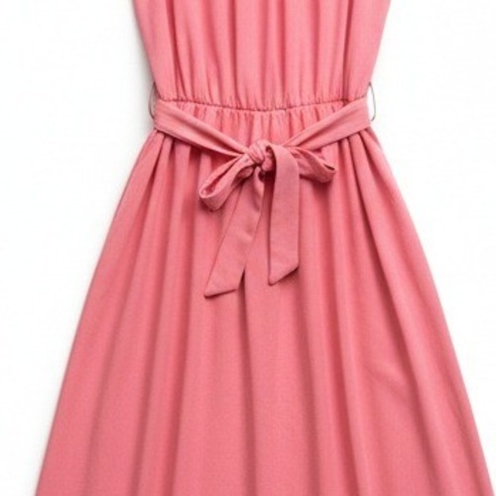 Unbranded Womens Embellished Maxi Dress Size 6 Pink Sundress Casual Waist Band - Picture 6 of 7